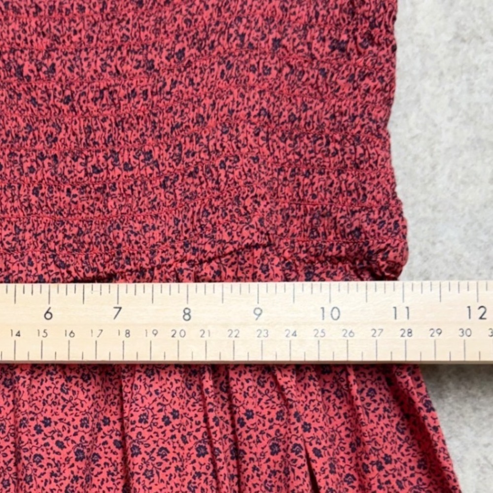 Topshop Womens Red Floral Smocked Maxi Dress Tie Straps US 12 - Picture 6 of 6